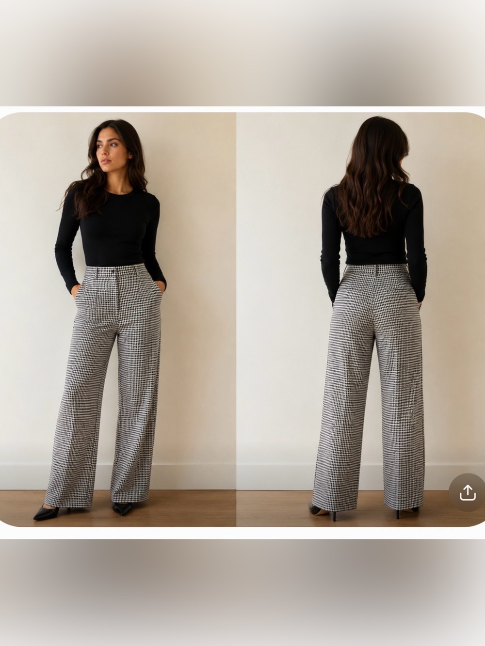 The Limited High-Rise Wide Leg Houndstooth Pants - Size 8 (NWT)